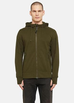 Худі на блискавці c.p. company diagonal raised fleece, хакі - xs