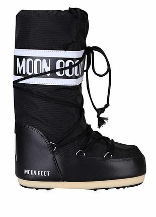 Moon boot icon nylon - зимові водонепроникні чоботи 35-38 чорні