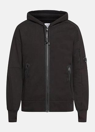 Свитшот на молнии c.p. company diagonal raised fleece, черный, xl