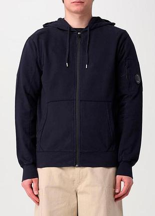 Свитшот c.p. company hooded open light fleece , темно-синий, m