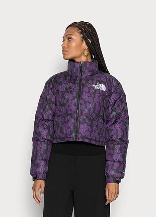 Пуховик the north face printed nuptse 1996 short jacket 700 gravity-purple xs фіолетовий