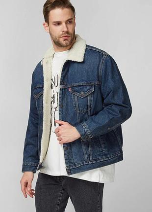 Джинсовая куртка levi's vintage fit sherpa trucker jacket xl синяя