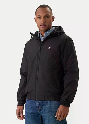 Мужская куртка calvin klein hooded ripstop harrington, черная - l