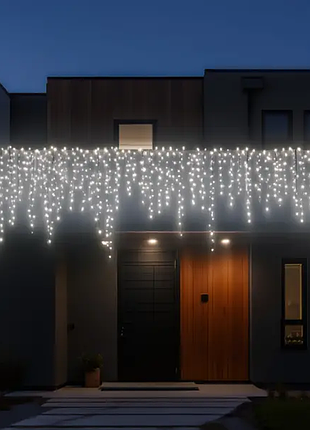 Уличная гирлянда бахрома 25 м 405 led черный провод белое свечение