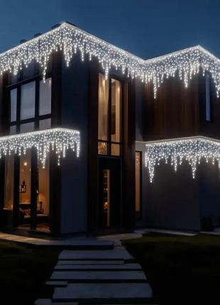 Уличная гирлянда бахрома 50 м 600 led белое свечение провод белое свечение