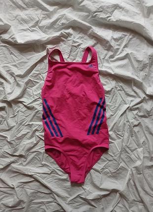 Яскравий суцільний рожевий спортивний купальник adidas (оригінал)