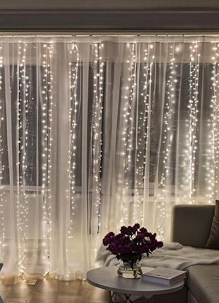 Новорічна гірлянда хвойна лапа 3х2 м 400 led біле свічення світло