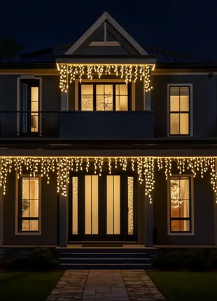 Уличная гирлянда бахрома 25 м 405 led гирлянда штора белое свечение провод желтое свечение