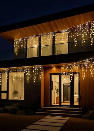 Вулична гірлянда бахрома 36 м 600 led біле світіння провід жовте сяйво36mwy