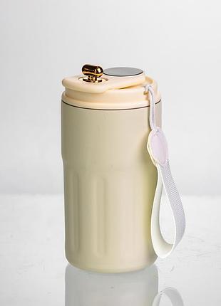 Термочашка coffee 400 мл с ремешком и датчиком температуры, белый yiwu hp-gm-2