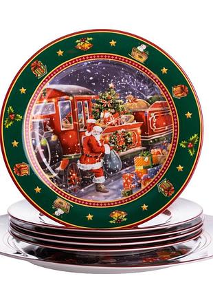 Набор новогодних тарелок из фарфора santa 7 шт ø26.5/19 см yiwu hp-sdhk-11