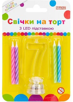 Набор свечи +цифра led "maxi" /mx701007-7/ "7" светящийся (1/12)