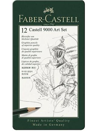 Набір графітних олівців faber-castell 2h-8b, 12 шт у металевому футлярі