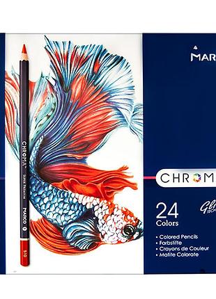 Карандаши цветные "marco chroma" 24 кол. /8010-24tn/ металлический пенал (6/36)