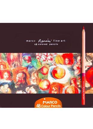 Карандаши цветные "marco fineart" 48 кол. /fineart-48tn/ renoir, кедр, металлический пенал (3/18)