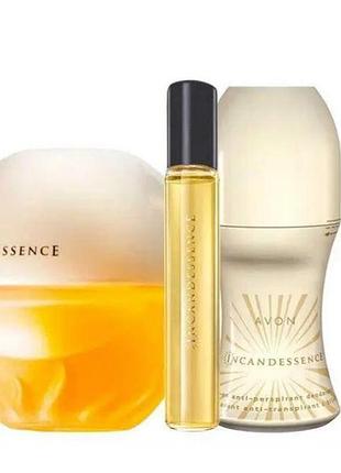 Подарунковий набір для жінок avon incandessence 3 в 1: парфумерна вода 50 мл + 10 мл, дезодорант