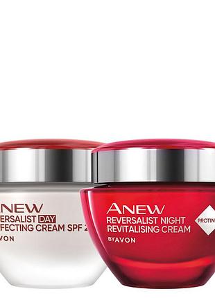 Набор: дневной и ночной крем для лица avon anew совершенство с технологией protinol 35+ (50 мл +50 мл)