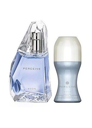 Парфумерний набір для жінок avon perceive 2 в 1 (50 мл + кульковий дезодорант)