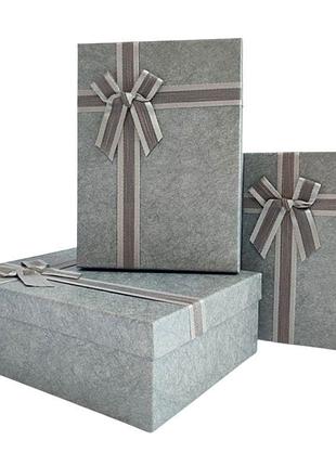 Коробка подарункова /271280/ сіра прямокутна, 3 шт/упак, 21х29х9,5-17х23х6,5 см