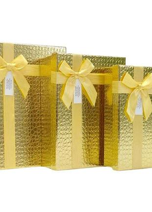 Коробка подарункова /273068/ золота прямокутна 3шт/упак, 20,6х28,6х9,5-16,6х22,7х6,6 см