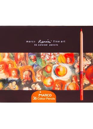Карандаши цветные "marco fineart" 36 кол. /fineart-36tn/ renoir, кедр, металлический пенал (4/24)