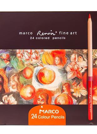 Олівці кольорові "marco fineart" 24 кол. /fineart-24tn/ renoir, кедр, металевий пенал (6/36)