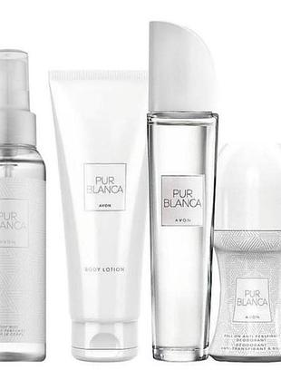Подарунковий парфюмерно-косметичний набір pur blanca avon для жінок, 50/125/100/50мл