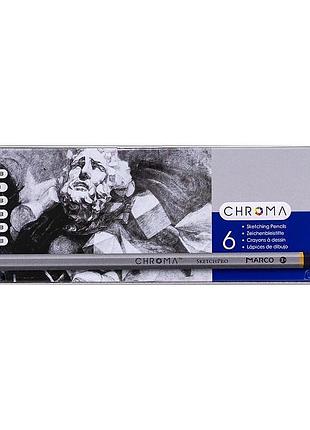 Набір графітних олівців 8015-6tn "chroma" (hb,b,2b,4b,6b, 8b) 6шт/уп, металевий пенал (1/24/144)