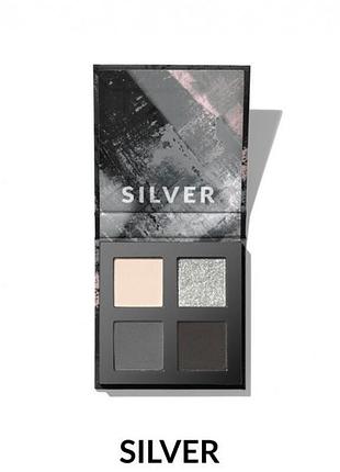 Палетка тіней для повік ultra colour silver сіро- срібляста, 4 кольори 2,8 г