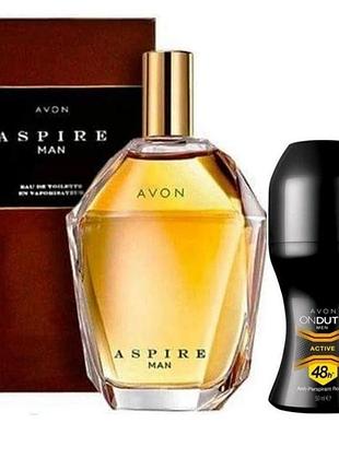 Набор для мужчин avon aspire 2 в 1: туалетная вода 75 мл и дезодорант- антиперсперант 50 мл