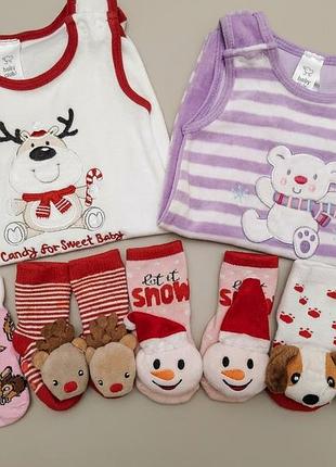 🧸 брендовий новорічний ☃️ комплект дитячого одягу baby club (розмір 56)