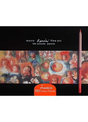 Карандаши цветные "marco fineart" 100 кол. /fineart-3100-100tn/ renoir круглые, металл пенал (1/2/12)