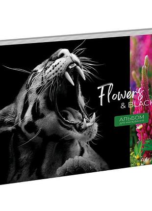Альбом для малювання а4/20арк. "yes" /130550/ "flowers&black" на спіралі виб.гібрід.лак, 120г/м2 (3/108)