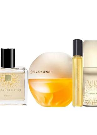 Подарунковий набір для жінок 4 в 1 avon incandessence - духи інканденсе, спрей, кульковий дезодорант
