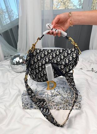 Жіноча сумка преміум saddle bag dior oblique jacquard