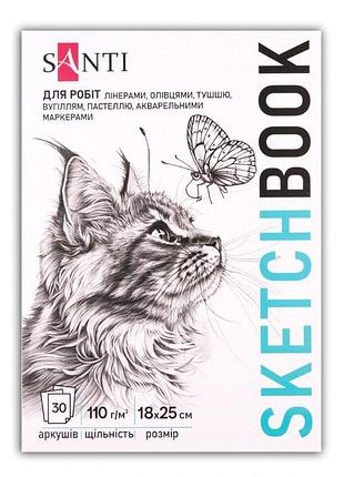Скетчбук 18х25см/30арк. "santi" /743201/ "animals" склейка, 110г/м2 (1/15/30)