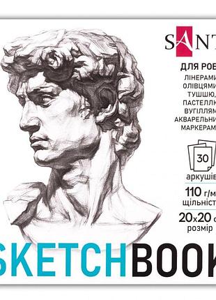 Скетчбук 20х20см/30арк. "santi" /743210/ "art" склейка, 110г/м2 (1/15/30)
