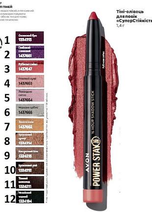 Подводка тени-карандаш для глаз avon "суперстойкость" power stay с точилкой