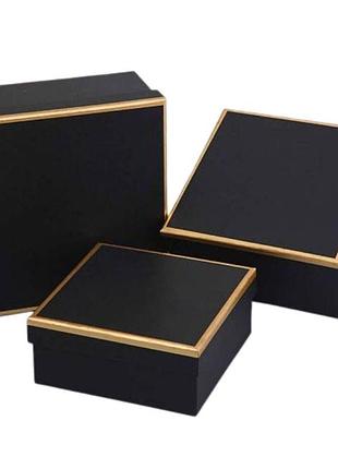 Коробка подарункова /273053/ чорна квадратна 3шт/упак, 19х19х9,8-15х15х6,5 см