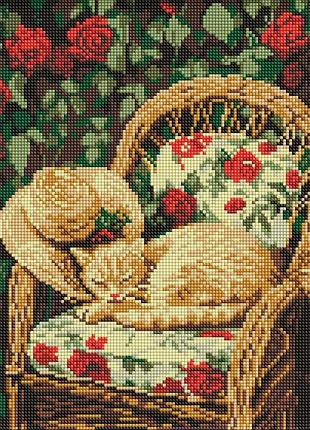 Алмазна мозаїка "ідейка" /amo8272/ "кіт у саду" 30*40см