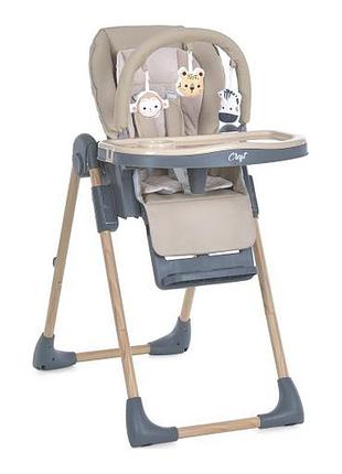 Стульчик для кормления el camino me 1115-w craft beige, бежевый, с регулировкой, съемный столик, до 15 кг, 0–36 мес