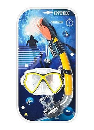 Набор для плавания intex aviator 55960: маска с трубкой, панорамный обзор 180°, антизапотевающая линза, от 8 лет