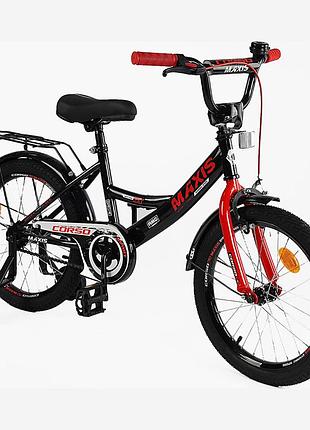 Дитячий велосипед 18″ corso maxis cl-18639 двоколісний з ручним гальмом, дзвіночком та додатковими колесами, зібраний на 75%