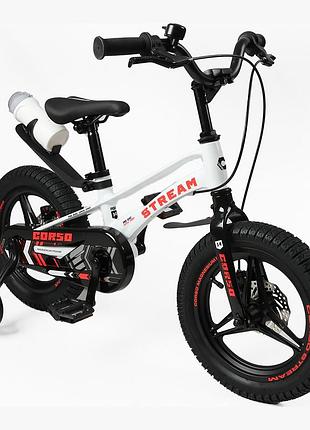 Детский велосипед 14" corso stream sm-14523 магниевая рама, литые диски, дисковые тормоза, от 3 до 4 лет