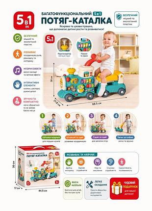 Ходунки-каталка baby walker train 6064 с пианино, звуком, подсветкой, сортером, парогенератором, на батарейках