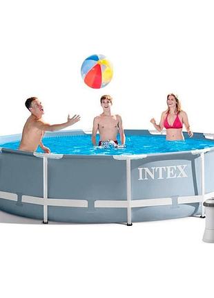 Каркасный бассейн intex 26702 305×76 см, 4485 л, пвх, с насосом и фильтром-картриджем для дачи