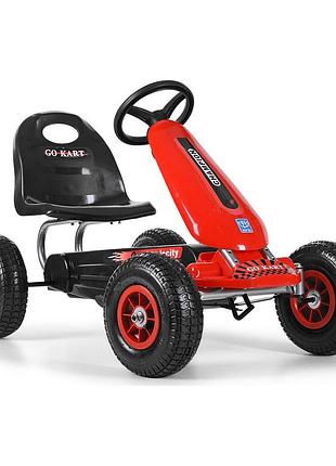 Детский педальный карт bambi m 3626a-3 с металлической рамой и надувными колесами, нагрузка до 30 кг