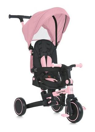Триколісний велосипед turbo trike mt 1036 pink рожевий трансформер 4 в 1 з батьківською ручкою для дітей 1-5 років