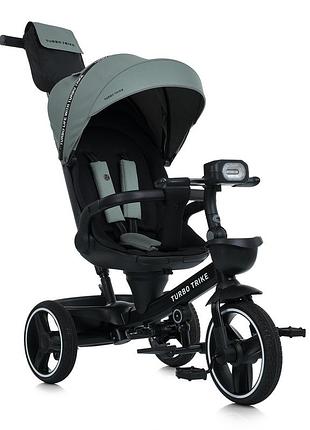 Триколісний велосипед turbo trike mt 1002-1 frost green дитячий з ручкою та капюшоном, від 1,5 до 3 років