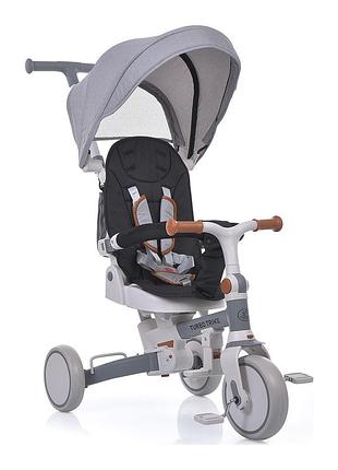 Трехколесный велосипед turbo trike mt 1036-w grey серый трансформер 4 в 1 с родительской ручкой для детей от 1 до 5 лет